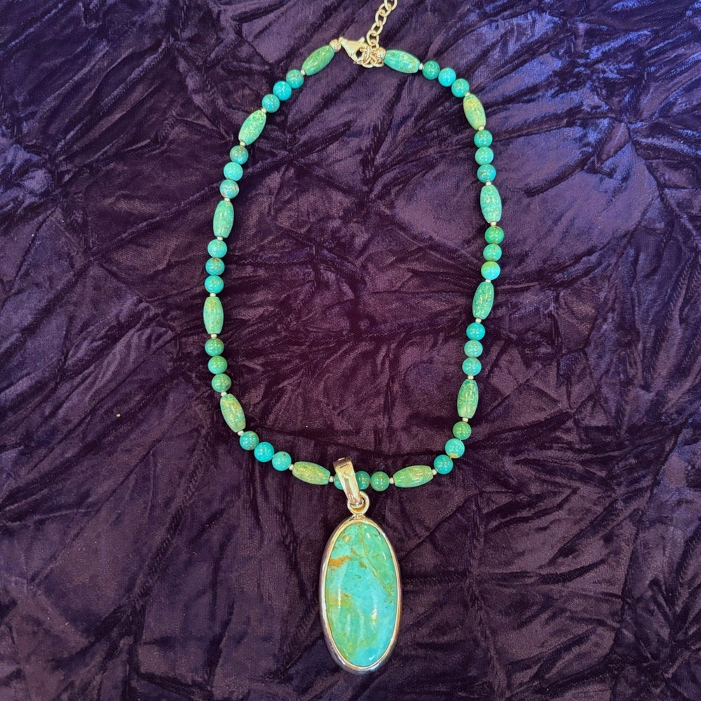 Barse Vintage Turquoise Sterling Silver 925 Beaded Pendant Statement Necklace